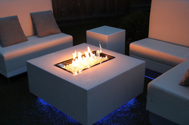 Miami White Concrete Fire Table Contemporary Patio Vancouver