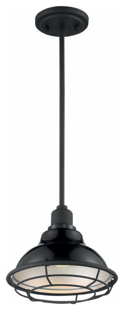 Nuvo Lighting 60/7033 Bellcap Gloss Black/Silver Finish 1 Light Small Pendant 