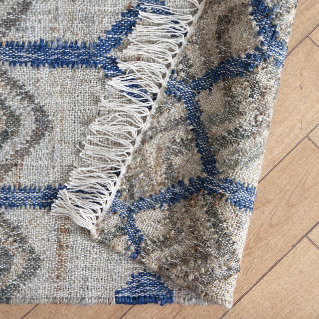 Marquesas Rug Marquesas Ivory and Blue Trellis Flatweave Area Rug, 8' x 10 ...