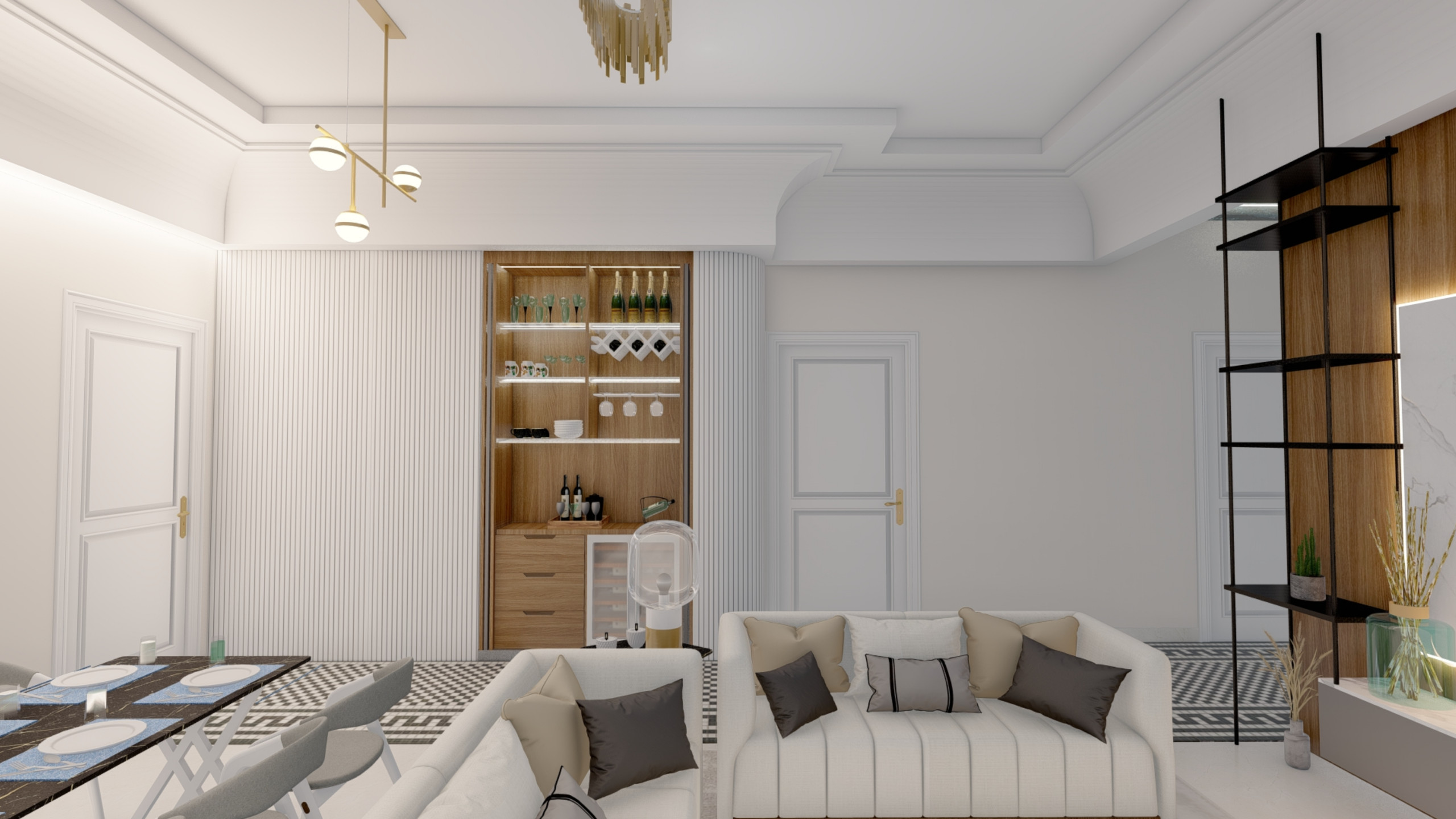 Chic Modern Living Space with Light Timber Features in Sunningdale