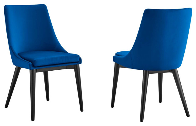 Viscount Accent Performance Velvet Dining Chairs Set Of 2 Navy