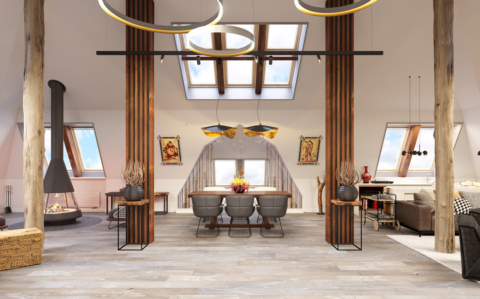 Досуговая зона с гостевой комнатой на мансарде в загородном доме