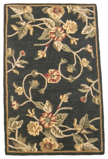 2 X4 Botanical Black Small Runner Rug Traditional Outdoor Rugs 2 X4 Botanical Black Small Runner Rug
