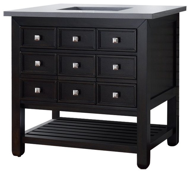 Vancouver 36" Vanity w/Drawers, Cerused Espresso Oak Transitional