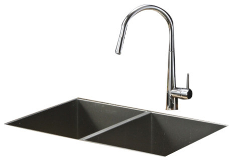 Ruvati RVC2332 Stainless Steel Kitchen Sink and Chrome Faucet Set