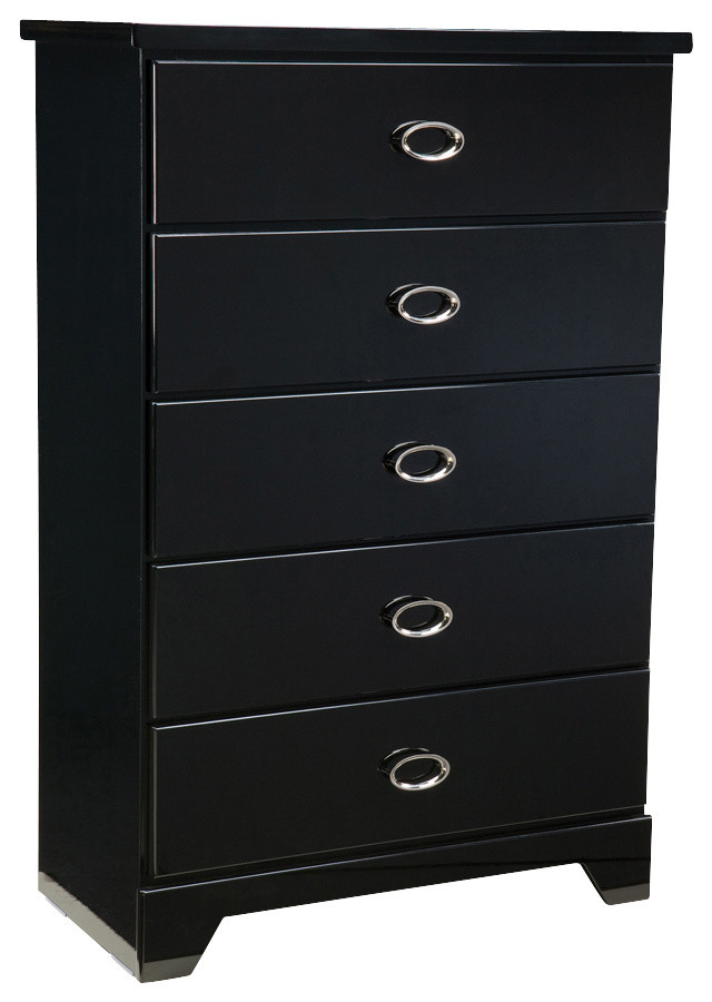 Standard Furniture Meridian Black 5-Drawer Chest in Black