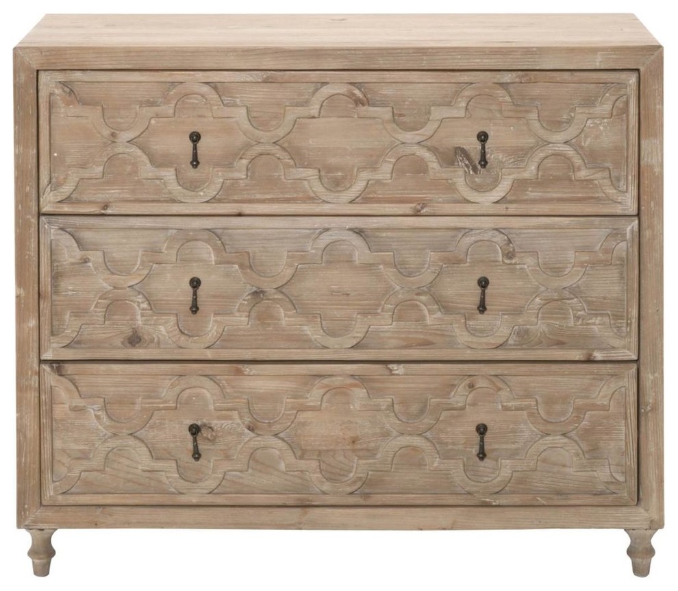 Orient Express Bella Antique Clover Entry Cabinet Smoke Gray