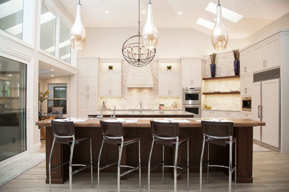 Example of a transitional kitchen design in Miami