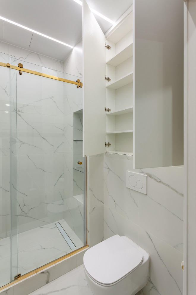 Шкаф над инсталляцией с фасадами МДФ эмаль