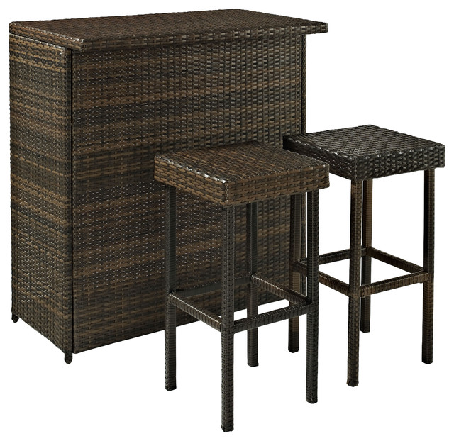 3 Piece Outdoor Wicker Bar Set, Outdoor Wicker Bar Table Furniture