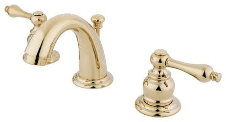 Kingston Brass Widespread Bathroom Faucet With Retail Pop-Up, Polished Brass