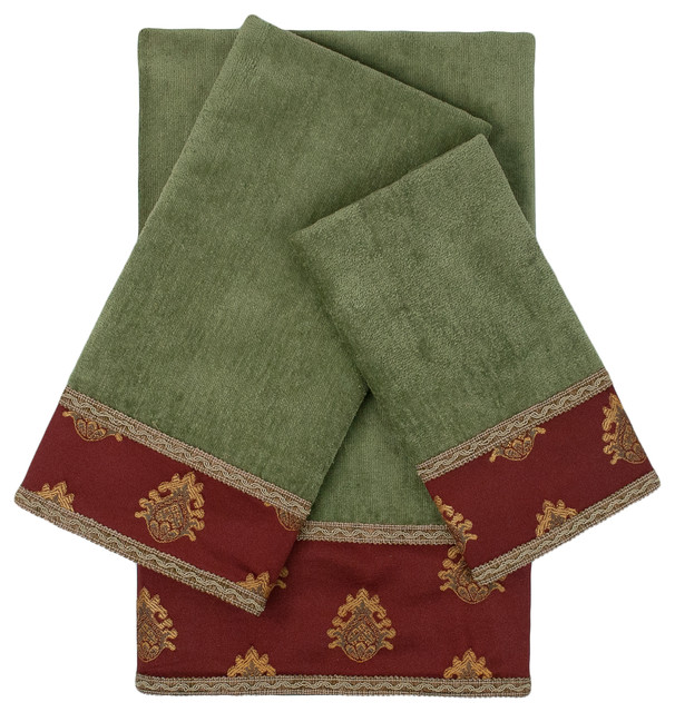 Sherry Kline Melbourne Sage 3piece Embellished Towel Set Traditional
