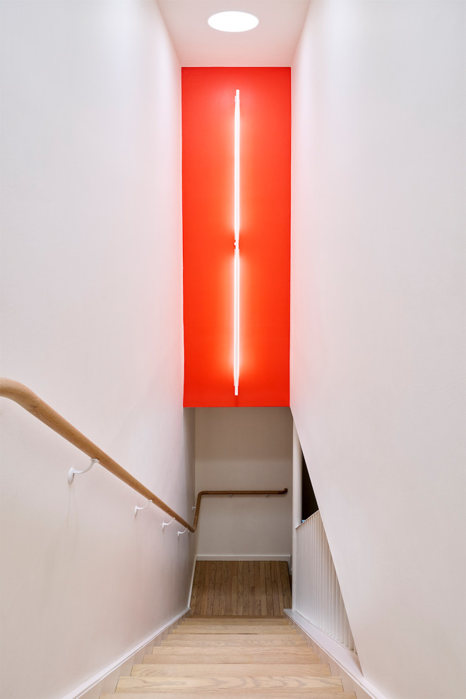 Inspiration for a mid-century modern staircase remodel in Philadelphia