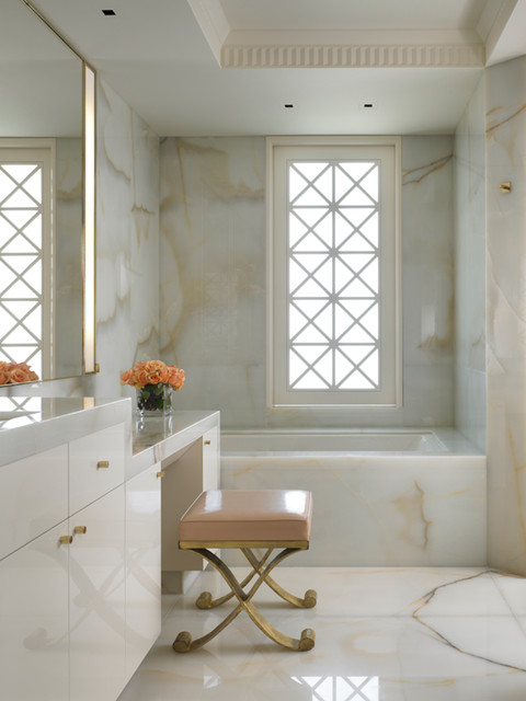 Odada Featuring White Onyx Contemporary Bathroom New York