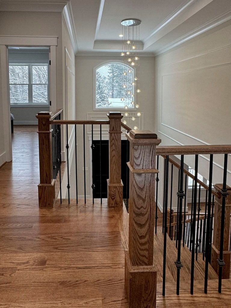 117_Distinct Oak Staircase with Iron Balusters & Oak Rail Profile, Chantilly VA