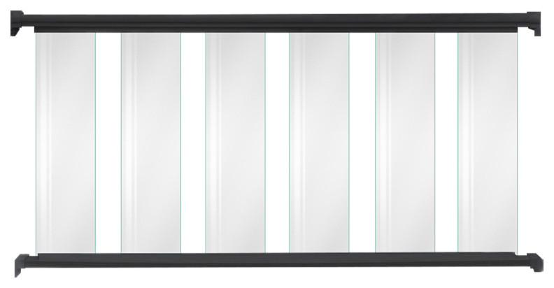 Contractor Handrail Glass Deck Railing Kit, 6'x36", Hammered Black