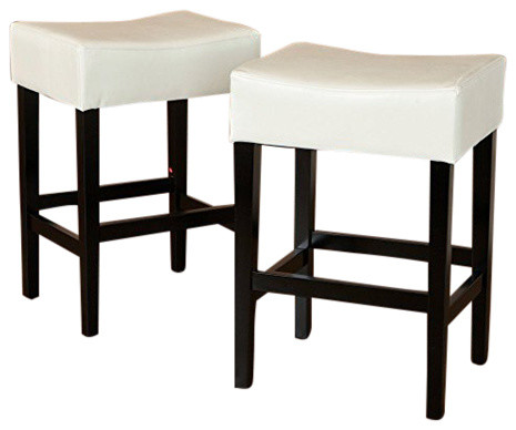 Best Ing Lopez Backless Leather, Ivory Leather Counter Stools