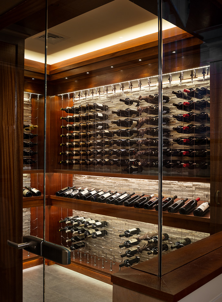 Inspiration for a coastal wine cellar remodel in New York