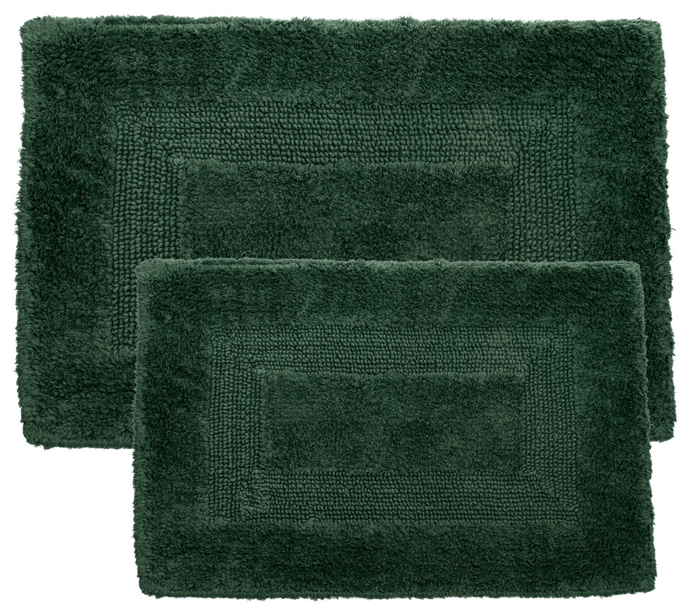 Lavish Home 100 Cotton 2 Piece, Reversible Rug Set, Green