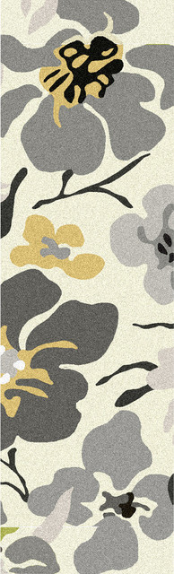 Surya Lava Contemporary Floral Rectangle Taupe 2'6" x 8' Area Rug