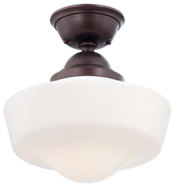 Minka Lavery 2257 576 Schoolhouse Semi Flush Mount In Brushed Minka Lavery 2257 576 Schoolhouse Semi Flush Mount In Brushed Bronze Traditional