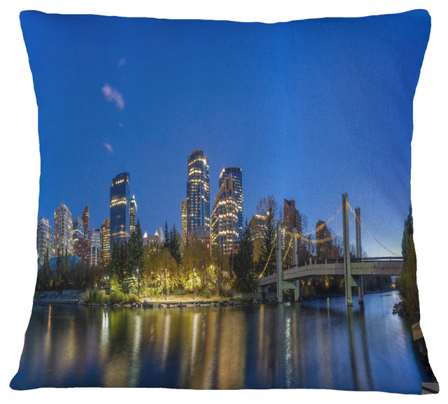 Calgary Skyline Cityscape Photography Throw Pillow, 18"x18
