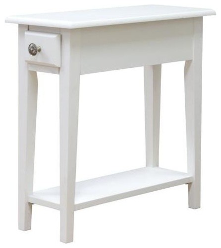 Chair Side Table with Storage, Queen, White - Transitional - Side