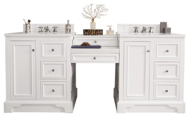 82 Double Vanity Set Bright White Makeup Table Arctic Fall Top No Mirror Transitional Bathroom Vanities And Sink Consoles By Corbel Universe