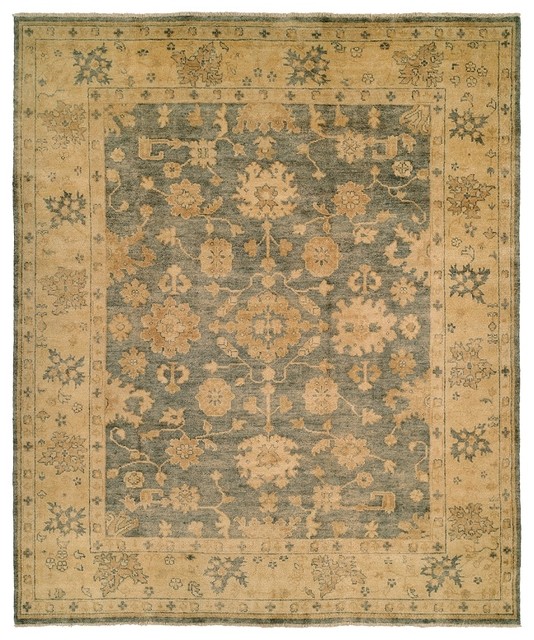 Oushak Crown 9x12 Hand Knotted Persian-Style Wool Area Rug Pattern 26: Blue & Go