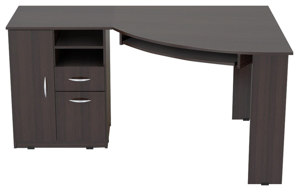 Inval America Corner Computer Desk Espresso Wenge Transitional