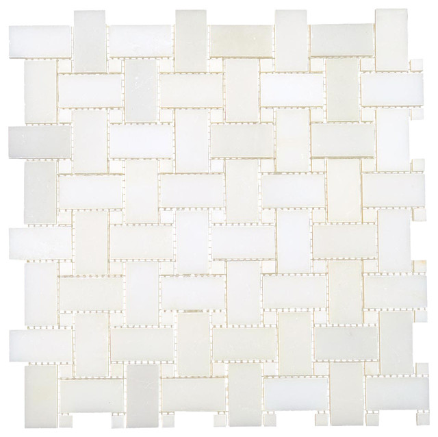 12 X12 Thos White Marble Polished Basketweave Mosaic 12 X12 Thos White Marble Polished Basketweave Mosaic