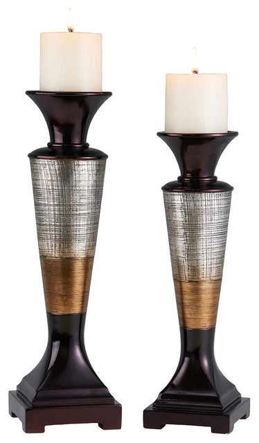 14" and 16" Tall Polyresin "Naomi" Candleholder, Egyptian Style, Set of 2