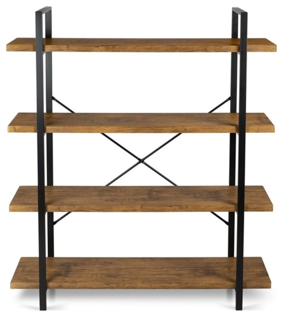 Atlantic Urban 4 Tier Shelf Laminate Woodgrain design with Metal frame