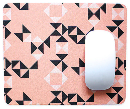 Peach and Black Geometric Mouse Pad by Think & Ink Studio
