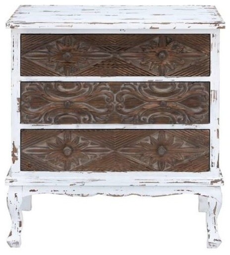 Cabinet with Brown and White Weathered Finish