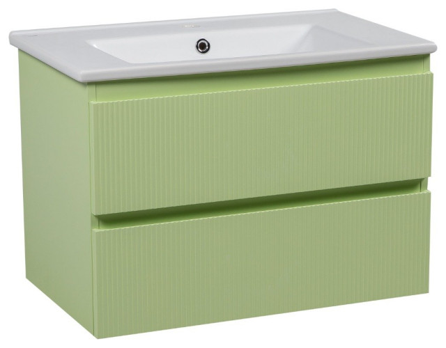 Modern WallMounted Bathroom Vanity Edison Pistachio Matte 24