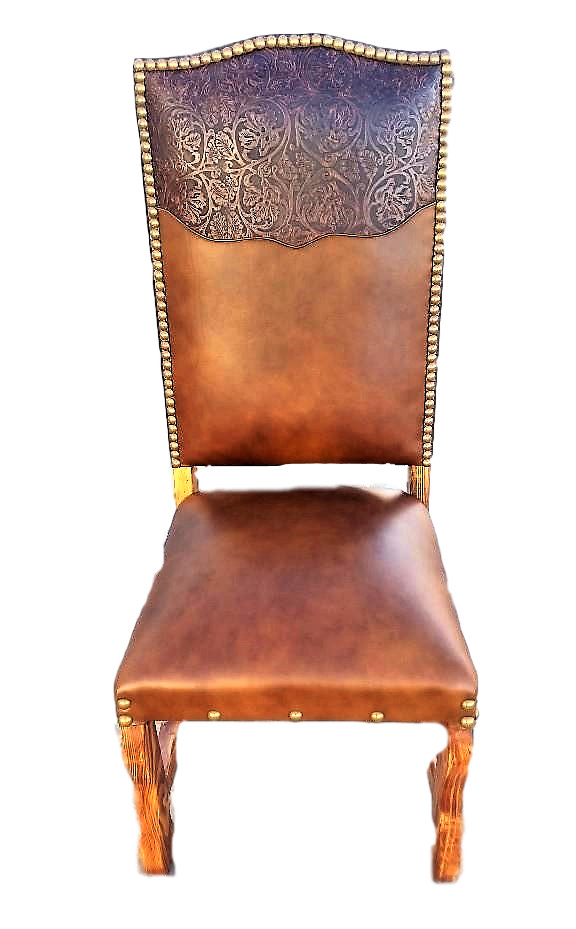 Cowboy Leather Embossed Aspen Side Chair Southwestern Dining Chairs