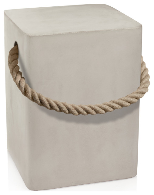 Tiziano Concrete Stool With Rope Handle, White