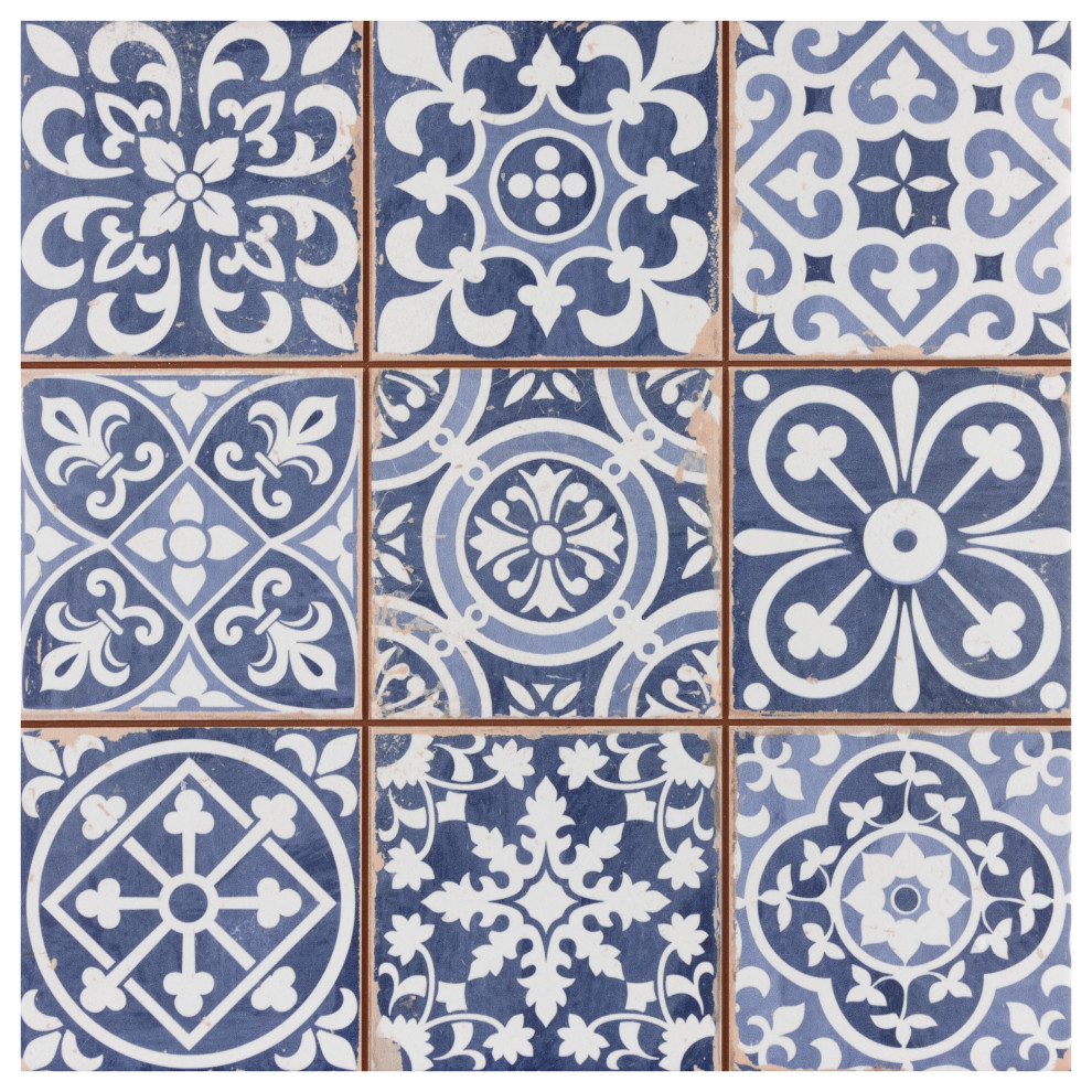 Faenza Ceramic Floor and Wall Tile, Azul