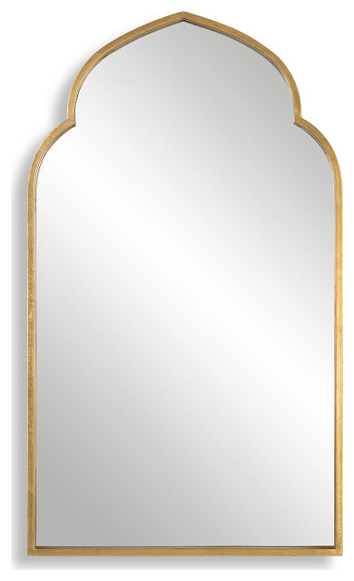 38" Transitional Gold Arched Mirror