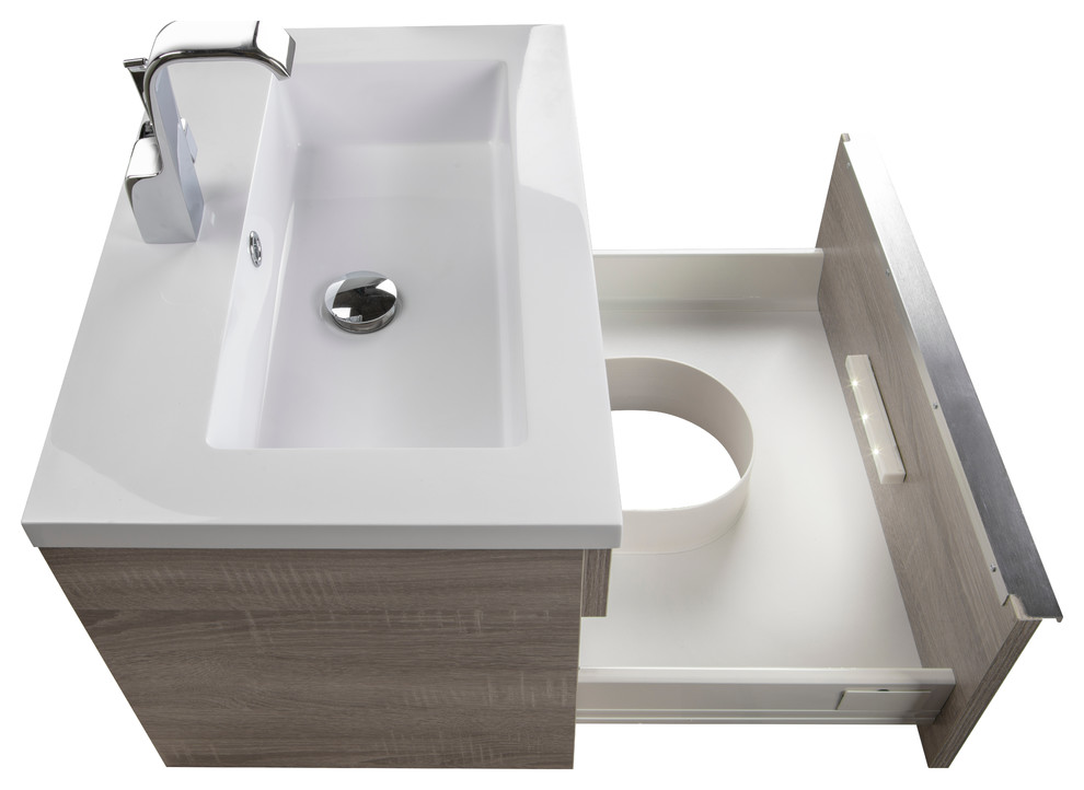 Trough Collection 24 Wall Mount Modern, Vanity Trough Sink
