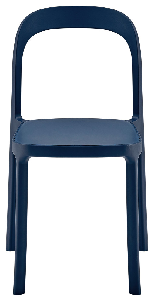 Lance Stackable Side Chair, White Polypropylene Set of 2 Contemporary