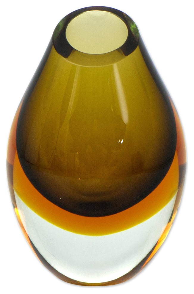 Novica Olive Art Glass Vase Contemporary Vases by NOVICA Houzz