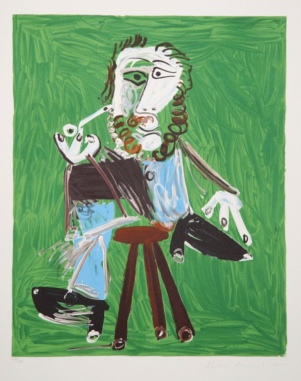 Pablo Picasso, Homme a la Pipe Assise sur un Tabouret, 3, Lithograph