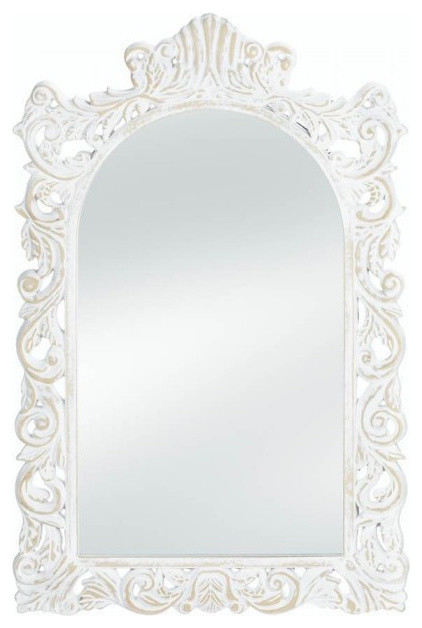 Grand Distressed White Wall Mirror
