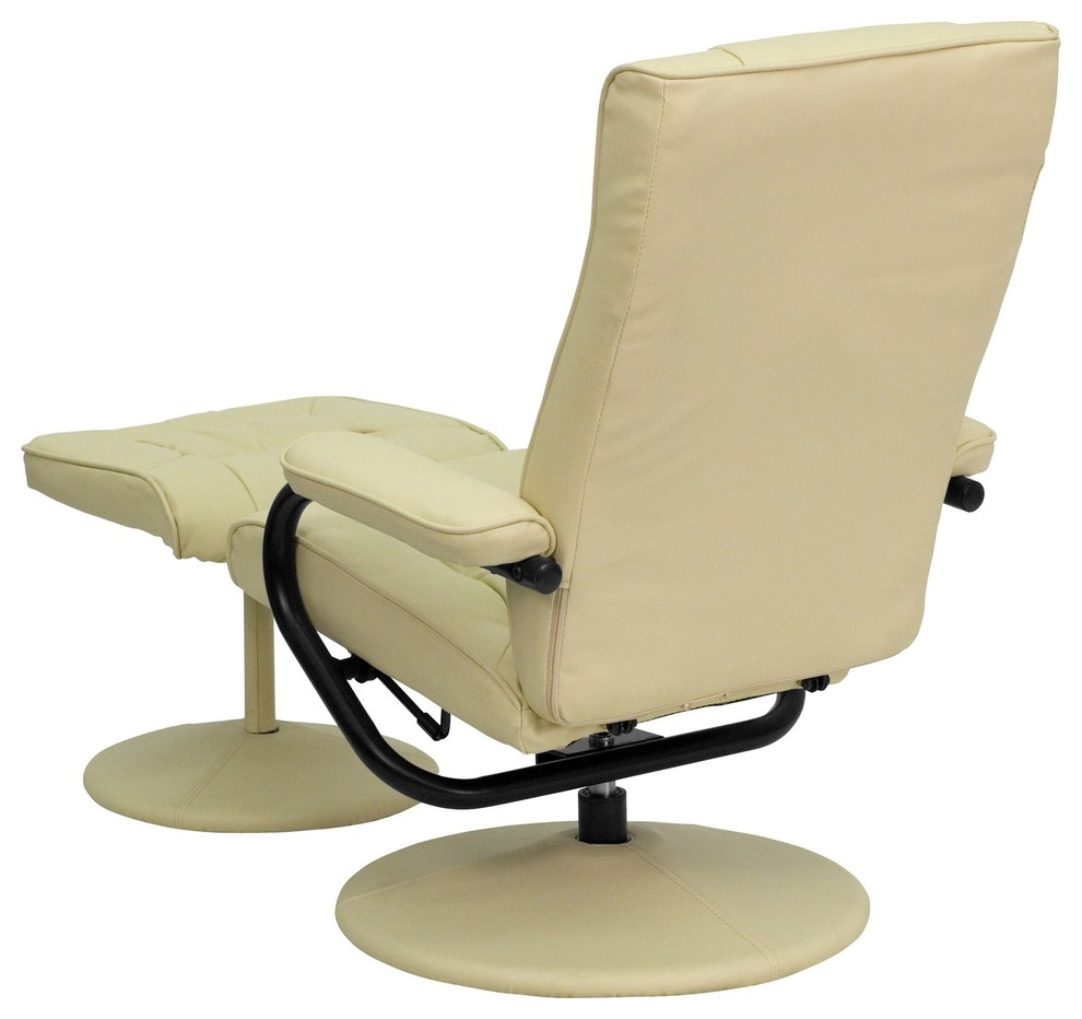 cream leather chair and ottoman