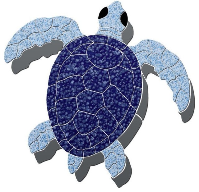 Sea Turtle 1 Ceramic Swimming Pool Mosaic - Beach Style - Accent Trim