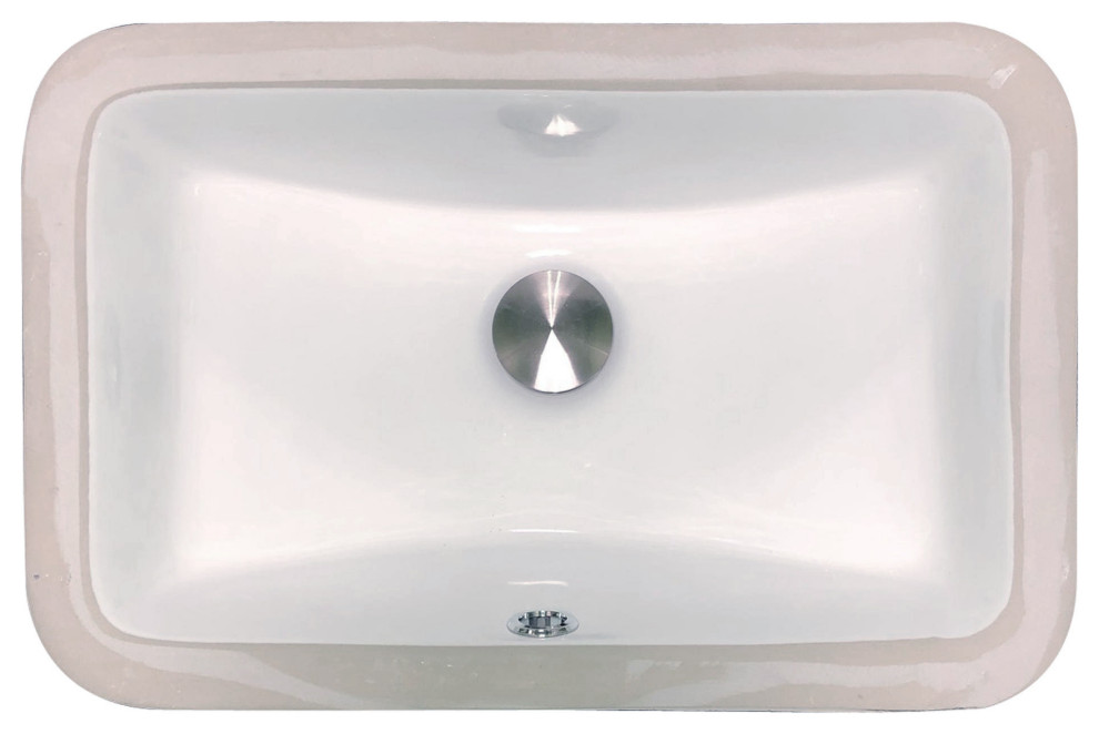 Nantucket Sinks UM159W Undermount Ceramic Sink, White Contemporary Bathroom Sinks by