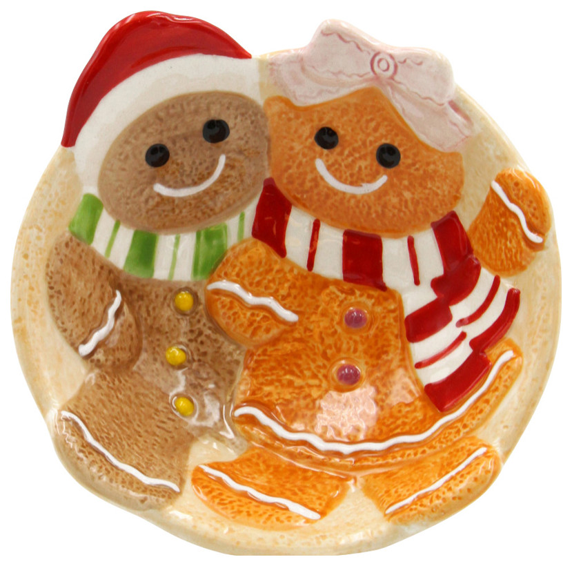Gingerbread Man Couple Candy Bowl, Set of 2 Contemporary Decorative