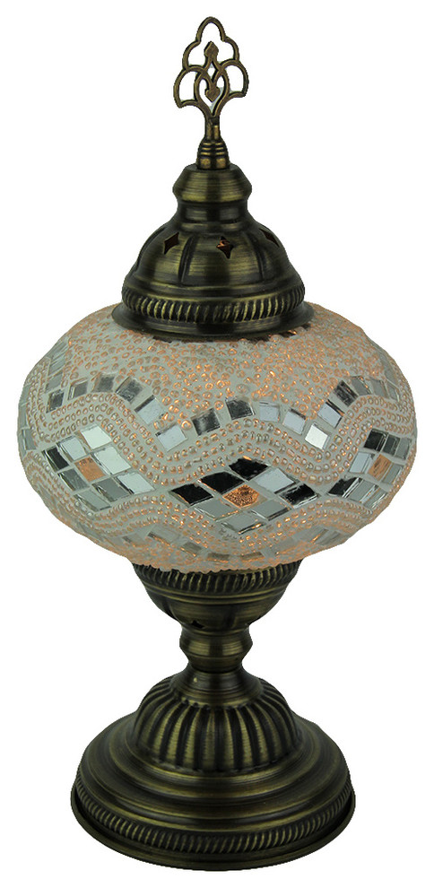 Artistic Style Mosaic Black and White Glass Accent Table Lamp